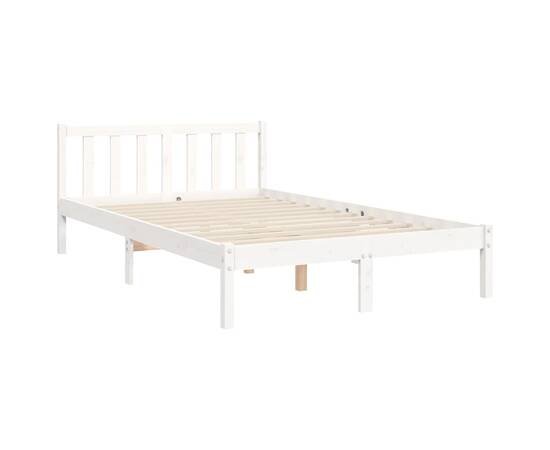Cadru de pat cu tăblie, alb, 120x200 cm, lemn masiv, 9 image
