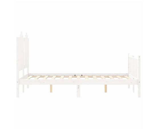Cadru de pat cu tăblie, alb, 120x200 cm, lemn masiv, 7 image