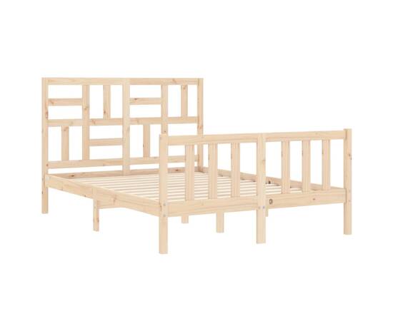 Cadru de pat cu tăblie, dublu mic, lemn masiv, 5 image