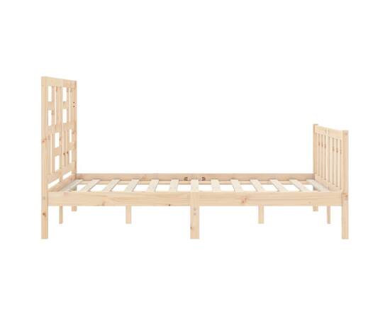 Cadru de pat cu tăblie, dublu mic, lemn masiv, 7 image