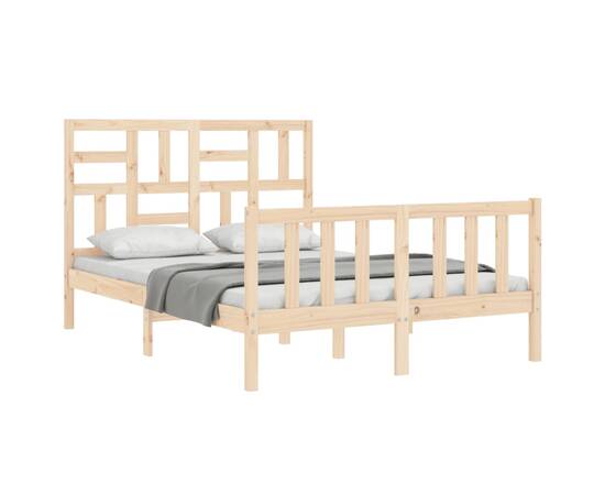 Cadru de pat cu tăblie, dublu mic, lemn masiv, 4 image