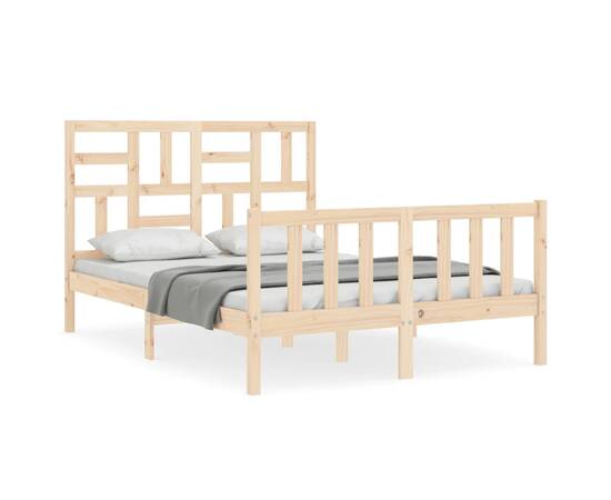 Cadru de pat cu tăblie, dublu mic, lemn masiv, 2 image