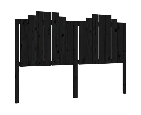 Cadru de pat cu tăblie, negru, king size, lemn masiv, 8 image
