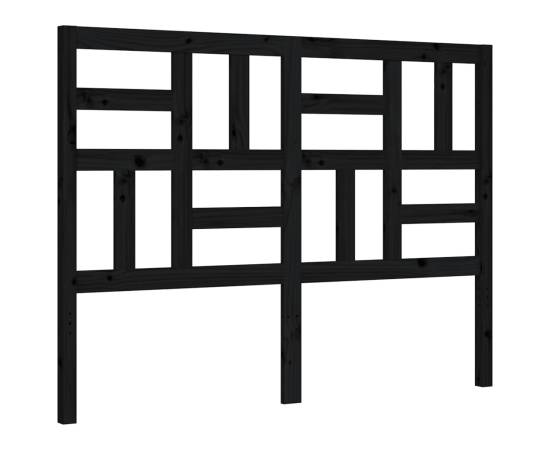 Cadru de pat cu tăblie dublu mic, negru, lemn masiv, 8 image