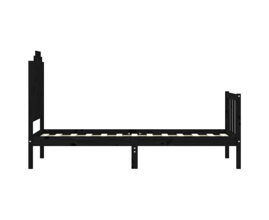 Cadru de pat cu tăblie small single, negru, lemn masiv, 7 image