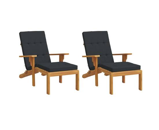 Perne scaun de terasă, 2 buc, negru, țesătură oxford, 3 image