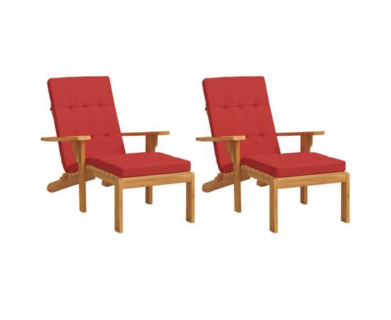 Perne scaun de terasă, 2 buc, roșu, țesătură oxford, 3 image