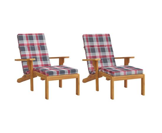 Perne scaun de terasă, 2 buc, roșu, carouri, textil oxford, 3 image