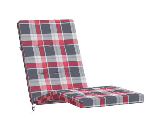 Perne scaun de terasă, 2 buc, roșu, carouri, textil oxford, 4 image