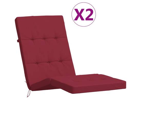 Perne scaun de terasă, 2 buc, roșu vin, țesătură oxford, 2 image
