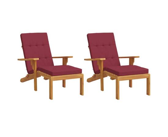 Perne scaun de terasă, 2 buc, roșu vin, țesătură oxford, 3 image