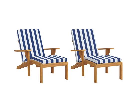Perne scaun de terasă 2 buc. dungi albastre&albe, textil oxford, 3 image