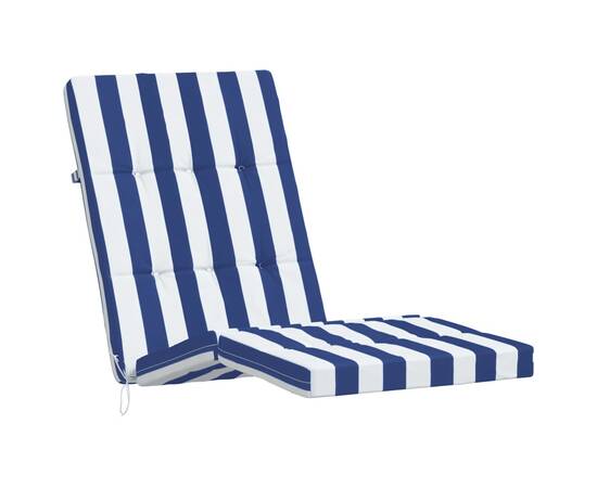 Perne scaun de terasă 2 buc. dungi albastre&albe, textil oxford, 4 image