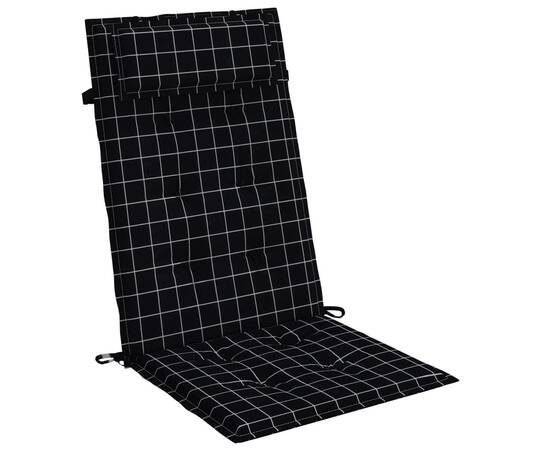 Perne scaun spătar înalt 6 buc., negru carouri, textil oxford, 3 image