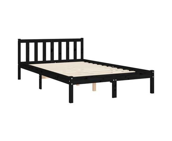 Cadru de pat cu tăblie, negru, 120x200 cm, lemn masiv, 9 image
