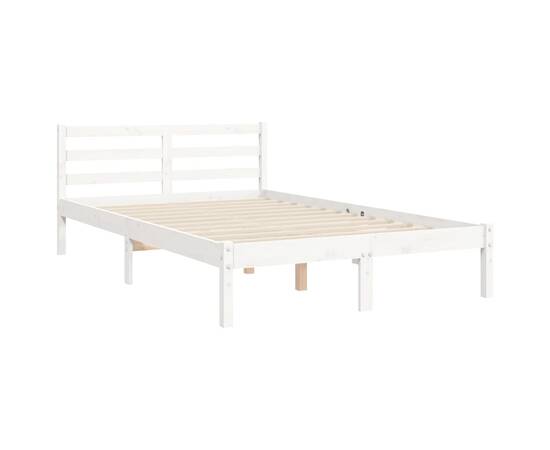 Cadru de pat cu tăblie dublu mic, lemn masiv, 8 image