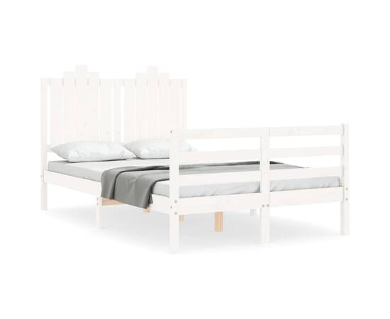 Cadru de pat cu tăblie dublu mic, lemn masiv, 2 image