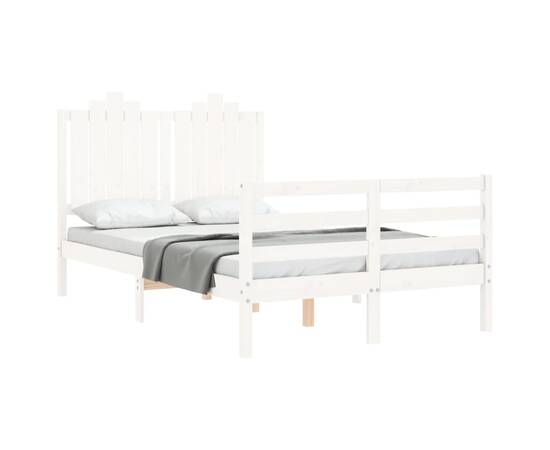 Cadru de pat cu tăblie dublu mic, lemn masiv, 4 image