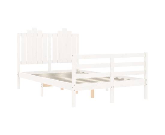 Cadru de pat cu tăblie dublu mic, lemn masiv, 5 image
