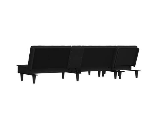 Canapea în formă de l negru 255x140x70 cm catifea, 6 image