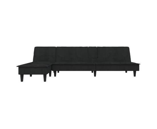 Canapea în formă de l negru 255x140x70 cm catifea, 3 image