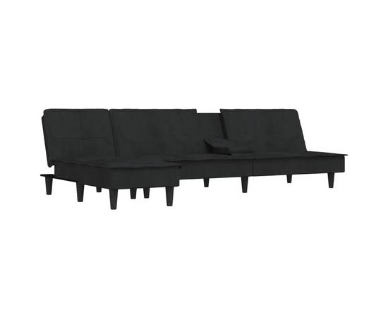 Canapea în formă de l negru 255x140x70 cm catifea, 4 image