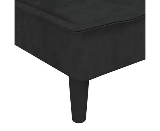 Canapea în formă de l negru 255x140x70 cm catifea, 10 image