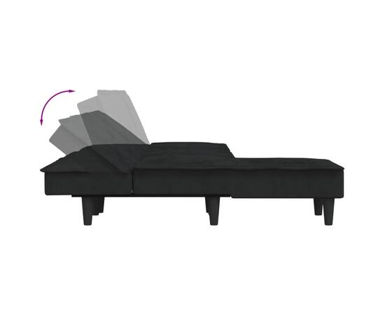 Canapea în formă de l negru 255x140x70 cm catifea, 7 image