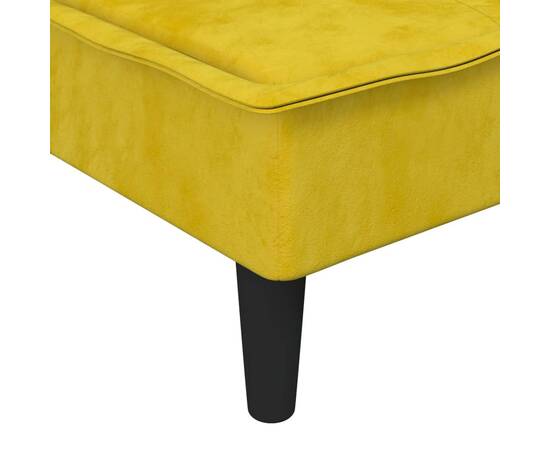 Canapea extensibilă în formă de l galben 255x140x70 cm catifea, 10 image