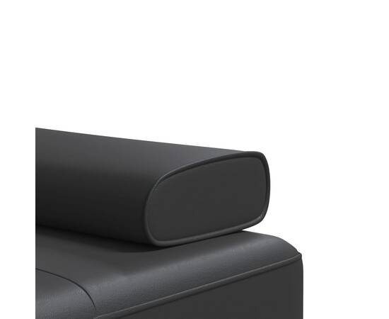 Canapea extensibilă în formă de l negru 255x140x70 cm piele eco, 9 image