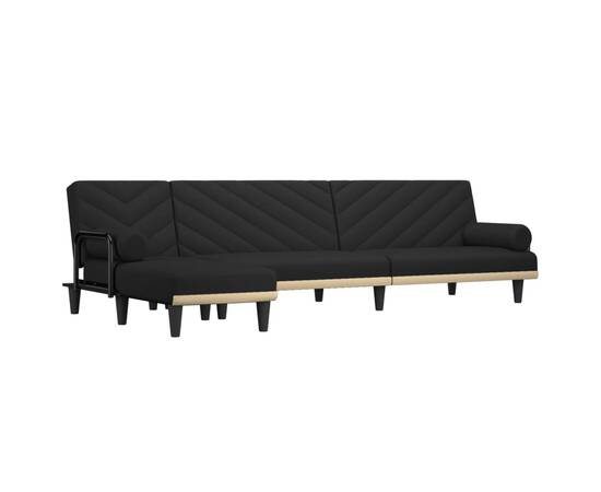 Canapea extensibilă în formă de l negru 260x140x70 cm textil, 2 image