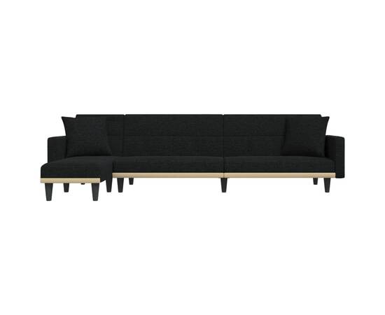 Canapea extensibilă în formă de l negru 275x140x70 cm textil, 3 image