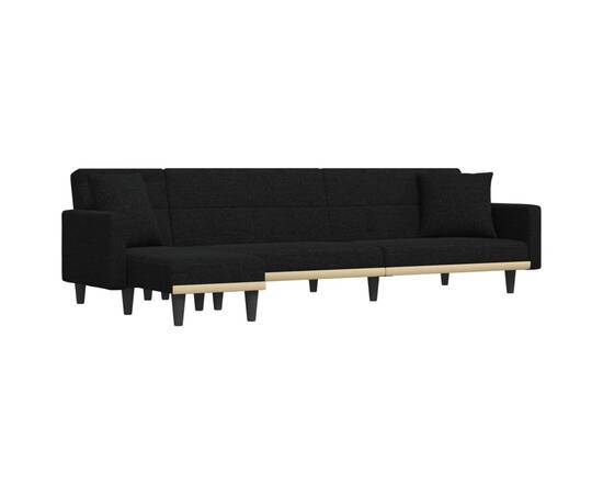 Canapea extensibilă în formă de l negru 275x140x70 cm textil, 2 image