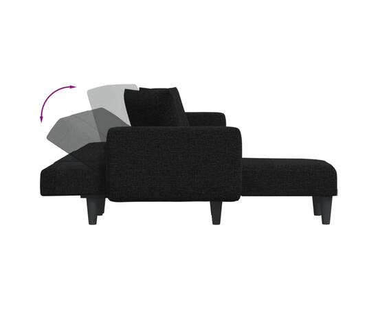 Canapea extensibilă în formă de l negru 275x140x70 cm textil, 6 image