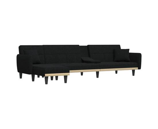Canapea extensibilă în formă de l negru 275x140x70 cm textil, 4 image