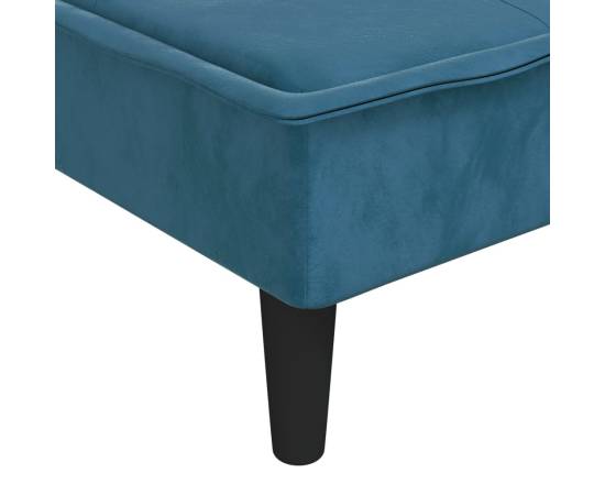 Canapea extensibilă formă de l albastru 255x140x70 cm catifea, 10 image