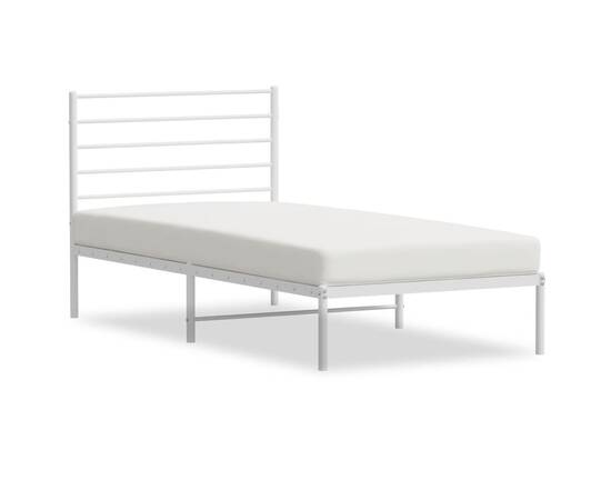 Cadru de pat metalic cu tăblie, alb, 80x200 cm, 2 image