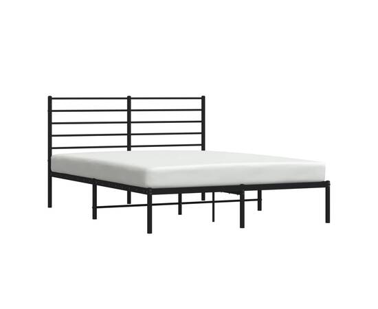 Cadru de pat metalic cu tăblie, negru, 120x200 cm, 4 image