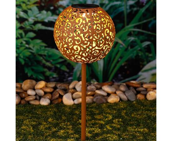 Hi lampă cu led solară pentru grădină, ușoară, 18 cm, maro, metal
