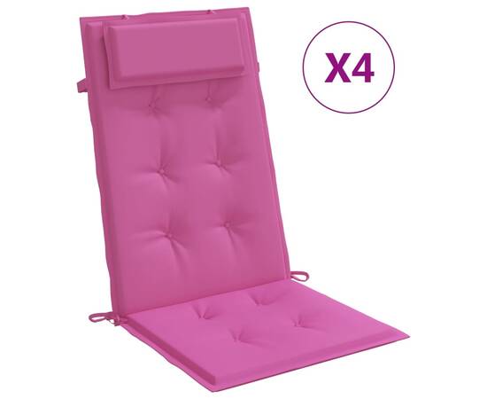 Perne de scaun cu spătar înalt, 4 buc, roz, țesătură oxford, 2 image
