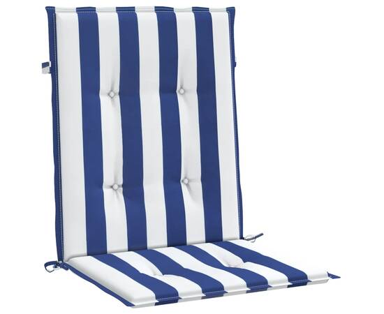 Perne de scaun spătar jos, 6 buc. dungi albastre&albe, textil, 4 image