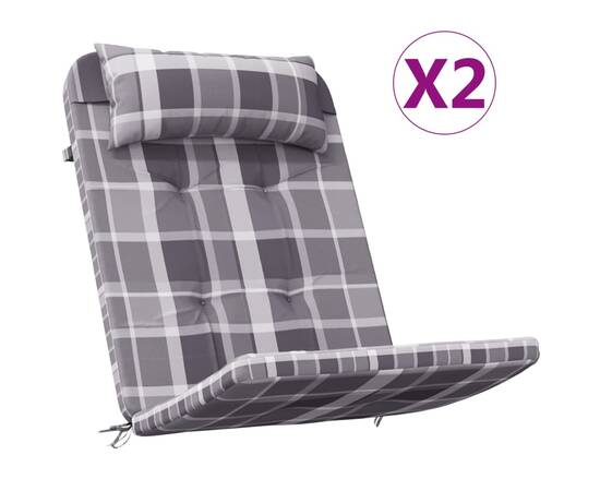 Perne scaun adirondack, 2 buc, gri, careuri, textil oxford, 2 image
