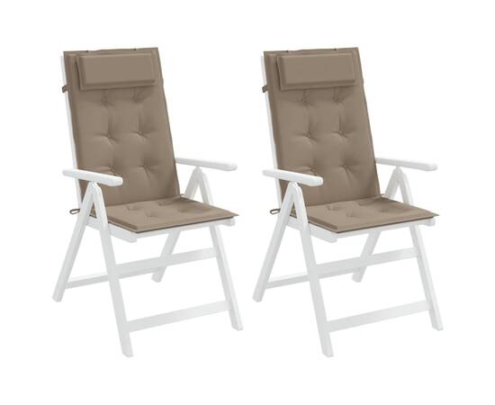 Perne scaun cu spătar înalt, 2 buc, gri taupe, țesătură oxford, 4 image