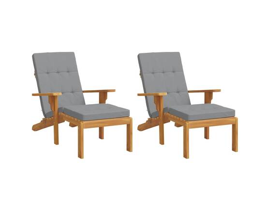 Perne scaun de terasă, 2 buc, gri, țesătură oxford, 3 image