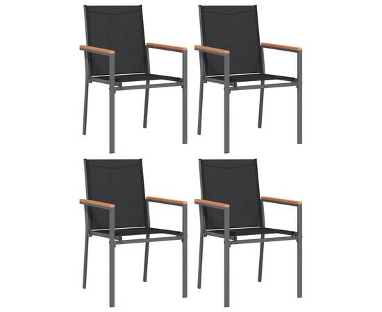 Set mobilier de grădină, 5 piese, negru, textilenă și oțel, 4 image