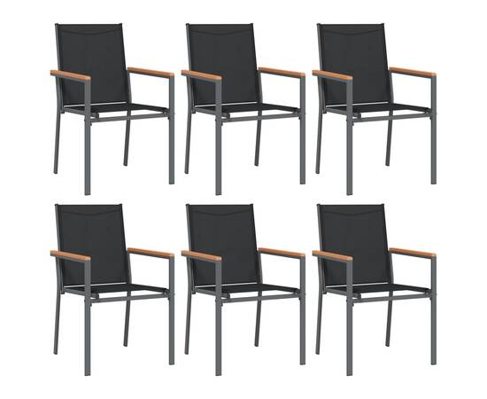 Set mobilier de grădină, 7 piese, negru, textilenă și oțel, 4 image