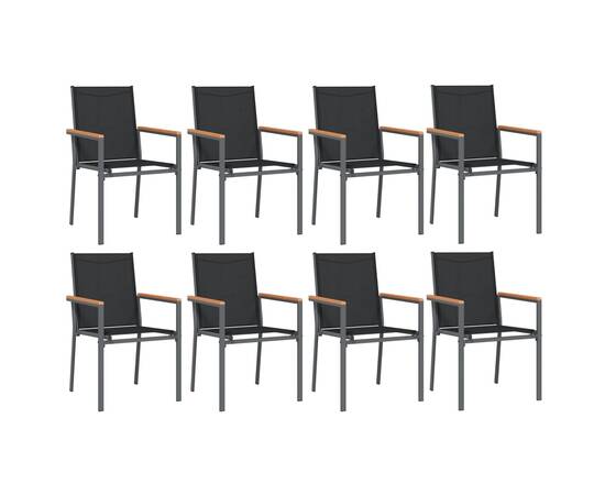 Set mobilier de grădină, 9 piese, negru, textilenă și oțel, 4 image