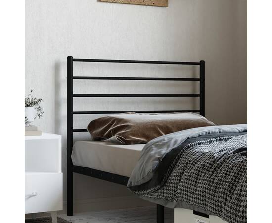 Tăblie de pat metalică, negru, 100 cm, 3 image