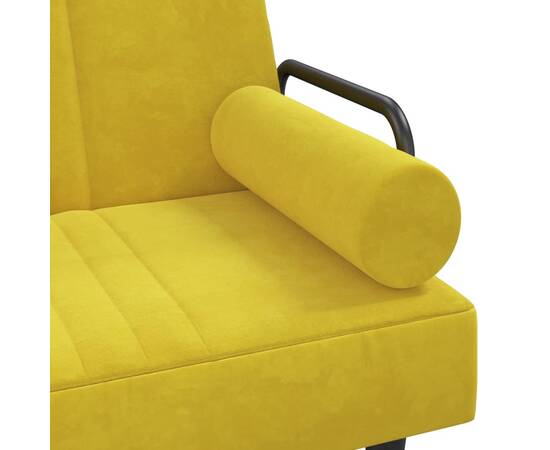 Canapea extensibilă în formă de l galben 260x140x70 cm catifea, 8 image