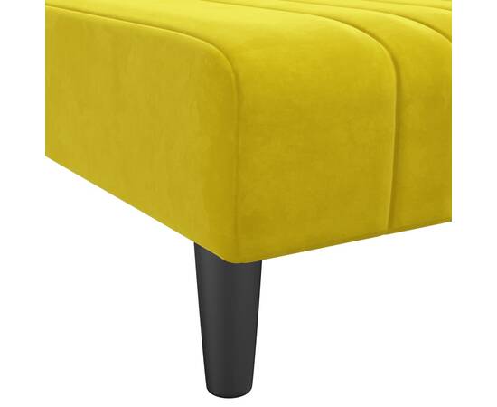 Canapea extensibilă în formă de l galben 260x140x70 cm catifea, 9 image